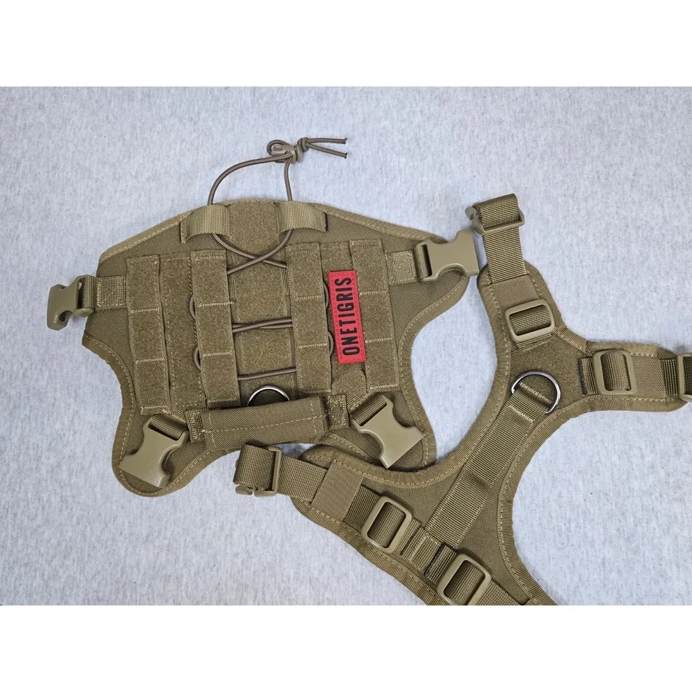 OneTigris Fire Watcher S tactical dog harness features a Coyote Brown finish and